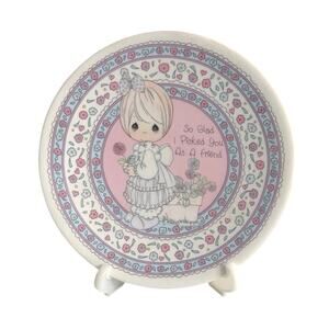 Enesco Prescious Moments mini plate & stand “so glad I picked you as a friend”